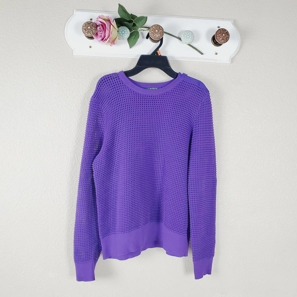 Lauren Ralph Lauren Purple Open Knit Casual Pullover Sweater Size Small - Picture 1 of 9